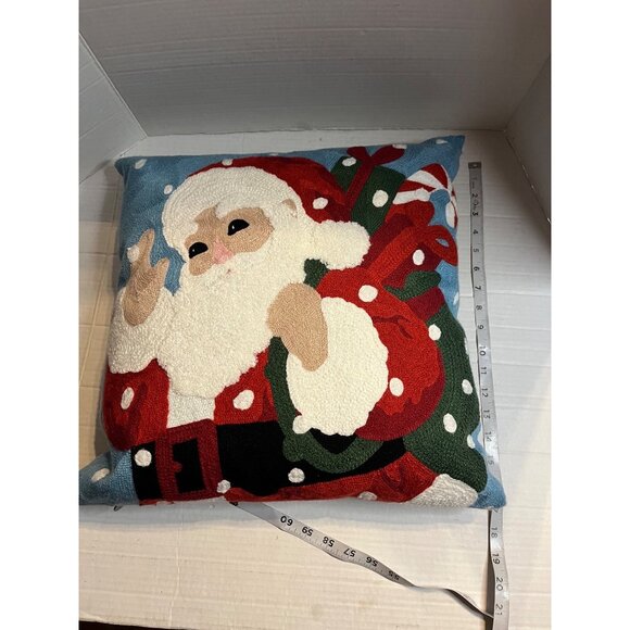 pier 1 import Santa Claus Needlepoint Decorative Throw Pillow Christmas decor - Picture 7 of 7